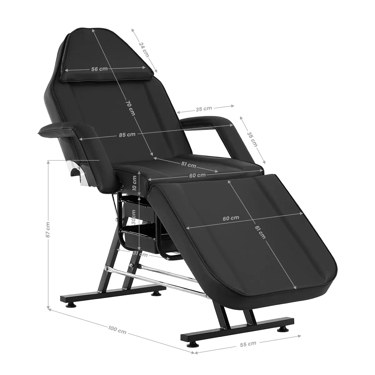Sillon cosmetische stoel met cuvetten zwart