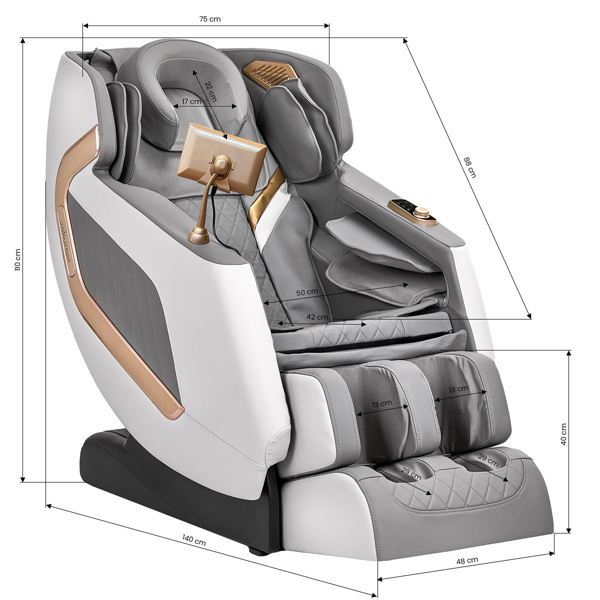Sakura Classic 306 massage chair white gray – 16